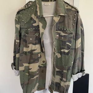 S Studded Green Camo Utility Jacket from Nasty Gal